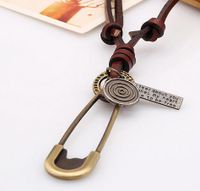 Korean Retro Leather Rope Alloy Necklace sku image 1