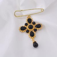 Retro Cross Crystal Brooch Anti-lighting Pin sku image 1