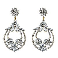 European And American Personality Color National Wind Wave Simia Female Alloy Color Rhinestone Earrings sku image 3
