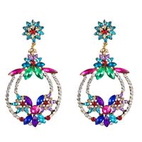 European And American Personality Color National Wind Wave Simia Female Alloy Color Rhinestone Earrings sku image 1