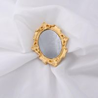 Vintage Carved Mirror Photo Frame Cold Wind Alloy Brooch main image 1