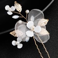 Fashion Alloy Leaf Jelly Rhinestone Bridal Gauze Hair Braid Hair Fork main image 4