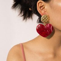 Retro Wild Geometric Tassel Simple Texture Colored Peach Heart Stud Earrings main image 6