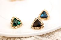 Ol Rhinestone Triangle Large Gemstone Stud Earrings main image 5