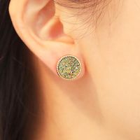Alloy Resin Crystal Tooth Geometry Round Mineral Crystal Ear Stud main image 1