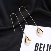 Ventes Directes D'usine Coréenne Style Indie Et Minimalisme Long Pendentif Perle Gland Spécial Boucles D'oreilles Bijoux Croix-frontière Fournir main image 3