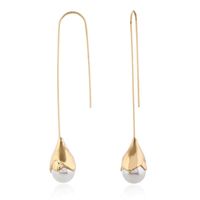 Fresh And Simple Long Pendant Pearl Tassel Earrings main image 6