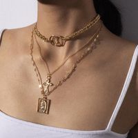 Creative Cross Vintage Multilayer Double Ring Embossed Jesus Necklace main image 6