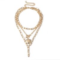 Geometric Thick Chain Tassel Opening Heart Necklace main image 4
