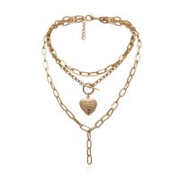 Geometric Thick Chain Tassel Opening Heart Necklace main image 3