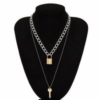 Creative Fashion Geometric Element Love Key Lock Necklace main image 6