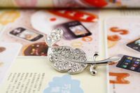Korean Sweet Full Diamond Leaf Unisex Pin main image 3