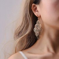 Fashion Ol Simple Gold And Silver Multi-layer Hollow Leaf Earrings main image 1