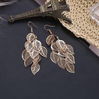 Fashion Ol Simple Gold And Silver Multi-layer Hollow Leaf Earrings main image 4