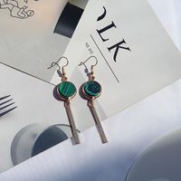 Long Geometric Turquoise Earrings Tassel Metal Sheet Green Plating main image 4