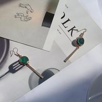 Long Geometric Turquoise Earrings Tassel Metal Sheet Green Plating main image 6