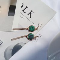 Long Geometric Turquoise Earrings Tassel Metal Sheet Green Plating main image 5