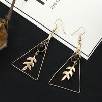 Neue Geometrische Dreieckige Lange Blatt Ohrringe Japan Und Südkorea Hand Gefertigte Mädchens Chmuck Großhandel main image 4