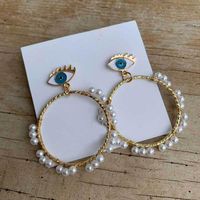 Simple Fashion Pearl Big Circle Earrings Devil Eyes main image 1