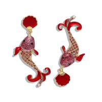 Simple And Stylish Alloy Diamond Small Whale Earrings Marine Life main image 5