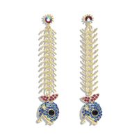 European And American Fashion Alloy Chain Long Section Stitching Face Small Earrings main image 4