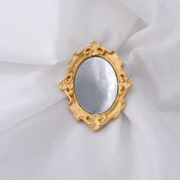 Vintage Carved Mirror Photo Frame Cold Wind Alloy Brooch sku image 1