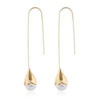 Fresh And Simple Long Pendant Pearl Tassel Earrings sku image 1
