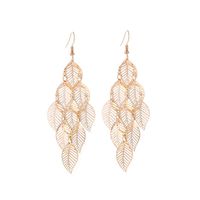 Fashion Ol Simple Gold And Silver Multi-layer Hollow Leaf Earrings sku image 1