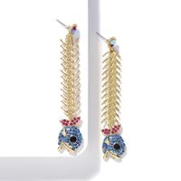 European And American Fashion Alloy Chain Long Section Stitching Face Small Earrings sku image 1