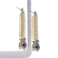 European And American Fashion Alloy Chain Long Section Stitching Face Small Earrings sku image 2