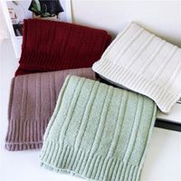 Striped Solid Color Scarf Women Long Section Thick Couple Knitted Wool Fashion Shawl main image 1