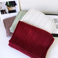 Striped Solid Color Scarf Women Long Section Thick Couple Knitted Wool Fashion Shawl main image 3