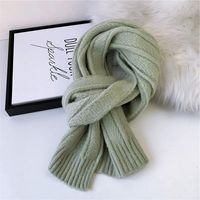 Striped Solid Color Scarf Women Long Section Thick Couple Knitted Wool Fashion Shawl main image 5