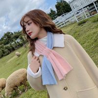 New Two-color Cross Scarf Scarves Long Thick Couple Warm Imitation Mink Shawl main image 6