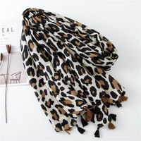 Classic Fashion Leopard Scarf Long Section Cotton And Linen Shawl main image 4