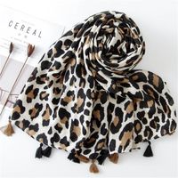 Classic Fashion Leopard Scarf Long Section Cotton And Linen Shawl main image 5