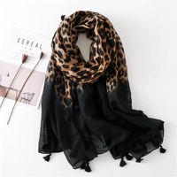 Fashion Cotton And Leopard Print Gradient Women&#39;s Scarf Long Dual-use Shawl main image 2