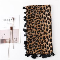 Fashion Cotton And Leopard Print Gradient Women&#39;s Scarf Long Dual-use Shawl main image 3