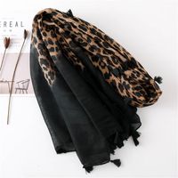 Fashion Cotton And Leopard Print Gradient Women&#39;s Scarf Long Dual-use Shawl main image 4