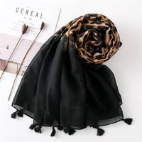 Fashion Cotton And Leopard Print Gradient Women&#39;s Scarf Long Dual-use Shawl main image 5