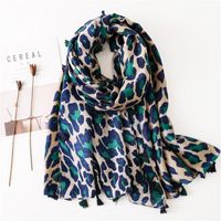 Cotton And Linen Scarf Shawl Dual-use Classic Blue Leopard Long Scarf Scarf Women main image 1