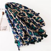 Cotton And Linen Scarf Shawl Dual-use Classic Blue Leopard Long Scarf Scarf Women main image 3