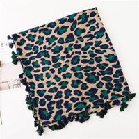 Cotton And Linen Scarf Shawl Dual-use Classic Blue Leopard Long Scarf Scarf Women main image 5