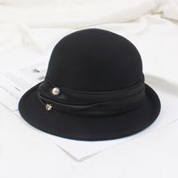 Sombrero De Fieltro Negro Con Cúpula Rizada De Diamantes De Imitación De Lana Vintage sku image 3