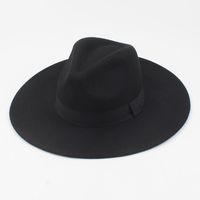 Black Fashion Jazz Hat Korean Version Of The Wool Wide Hat sku image 1