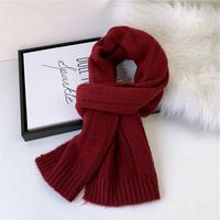 Striped Solid Color Scarf Women Long Section Thick Couple Knitted Wool Fashion Shawl sku image 1