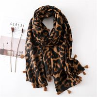 Classic Fashion Leopard Scarf Long Section Cotton And Linen Shawl sku image 1