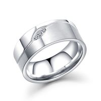 Men's Ring Simple Large Face Wide Diamond Titanium Steel Ring main image 3