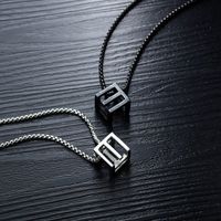 Europe And The United States Hollow Square Love Cubes Men And Women Necklace main image 5