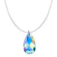 Stylish Geometric Teardrop Colored Invisible Zircon Necklace main image 1